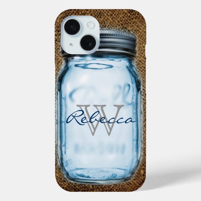 Coques Case-Mate iPhone rustique chic western burlap personnalisable mason (Verso)