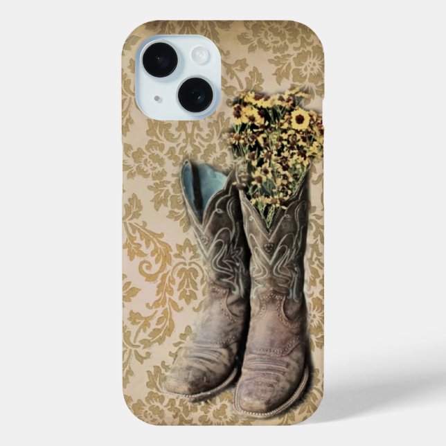 Coques Case-Mate iPhone rustique damassé western country cowboy boot (Verso)
