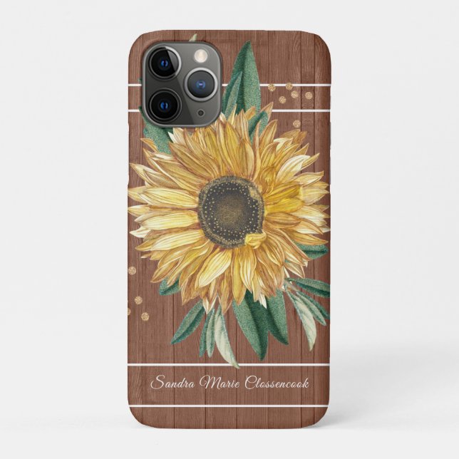 Coques Case-Mate iPhone Rustique Pays Tournesol Jaune Bois Brown (Dos)