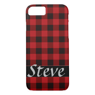 Coque Case-Mate iPhone Rustique rouge et noir plaid