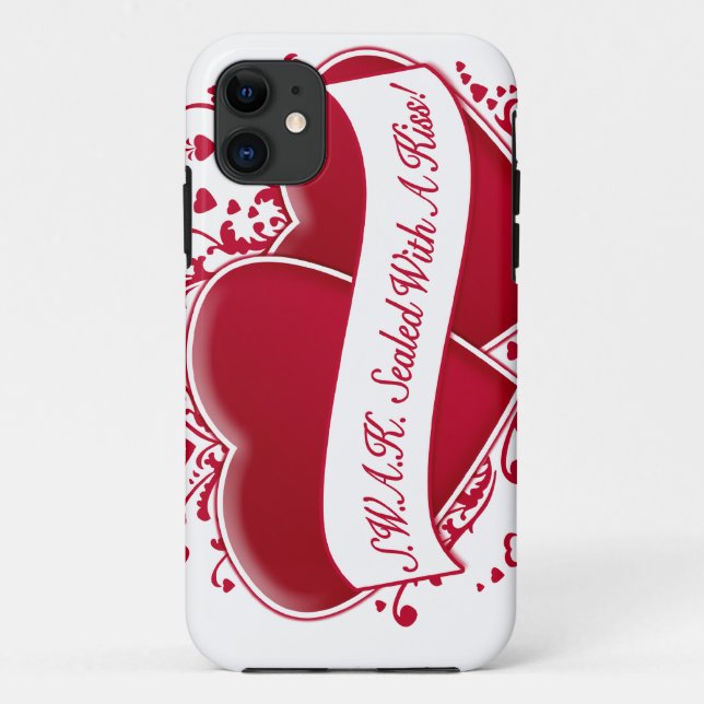 Coques Case-Mate iPhone S.W.A.K. Scellé Avec Un Baiser ! Cœurs rouges (Dos)