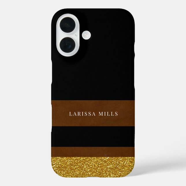 Coques Case-Mate iPhone Sa classe moderne Brown Gold Black (Verso)