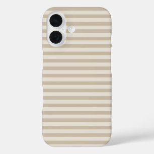 Coque Pour iPhone 16 Sable & Crème Rayures Horizontales Mignonnes