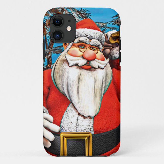 Coques Case-Mate iPhone Sac à cadeaux du Père Noël Forêt enneigée Art (Dos)