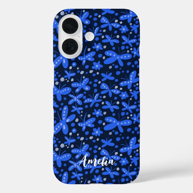 Coques Case-Mate iPhone Sacoche porte-monnaie iPhone papillons bleu (Verso)