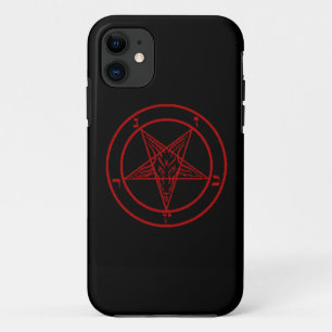 Coque iPhone 11 Sacoche téléphonique Baphomet Noir/Rouge