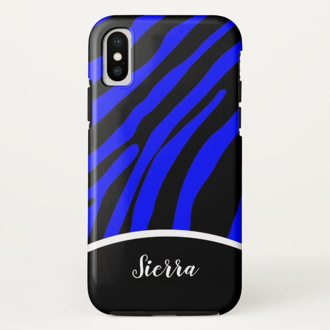 Coques Case-Mate iPhone Sacoche téléphonique Royal Blue et Black Zebra (Dos)