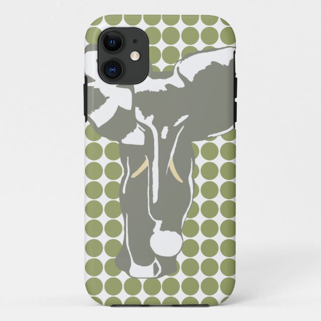Coques Case-Mate iPhone Safari vert point avec Pop Art Elephant (Dos)