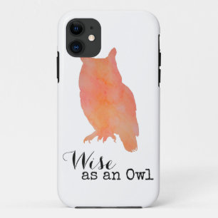 Coque Case-Mate iPhone Sage comme un Hibou Typographique Aquarelle