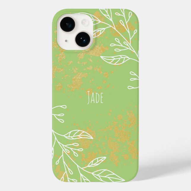 Coques Case-Mate iPhone Sage Élégant Floral Doré (Verso)