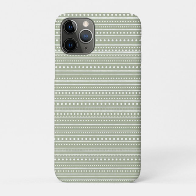 Coques Case-Mate iPhone Sage Green Bio Stripes and Dots (Dos)