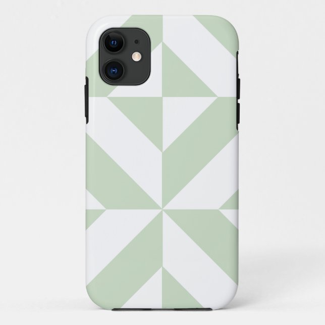 Coques Case-Mate iPhone Sage Green Geometric Deco Cube Pattern (Dos)