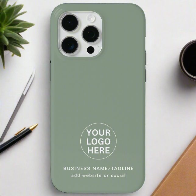 Coques Case-Mate iPhone Sage Green Logo & Texte l Entreprise professionnel (Créateur téléchargé)