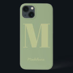 Case-Mate iPhone Case Sage Green Moderne Monogramme minimal Nom initial<br><div class="desc">Sage Green Moderne Monogramme minimal initial violet gris Nom Téléphone Case</div>
