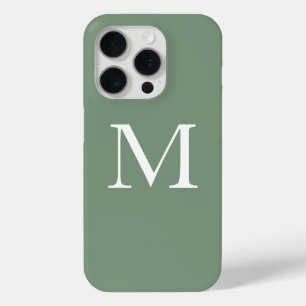 Coque Case-Mate iPhone Sage Green Monogrammes Blanc Simple Couleur person