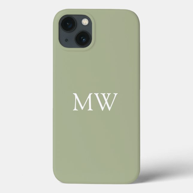 Coques Case-Mate iPhone Sage Green Monogrammes Initiales Boho tendance (Verso)