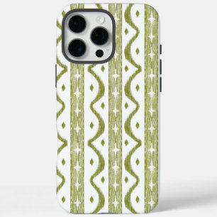 Coque iPhone 16 Pro Max Sage Green Striped Ikat iPhone 16 Max Téléphone Bo