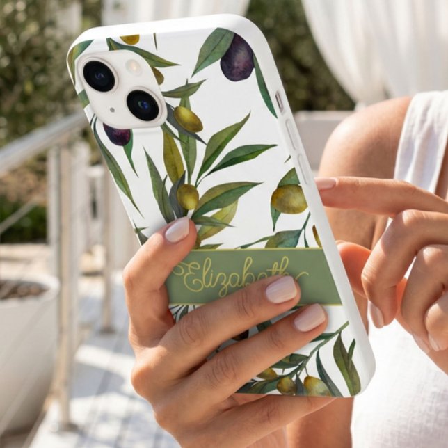 Coques Case-Mate iPhone Sage Green Watercolor French Country Olive Pattern (Créateur téléchargé)