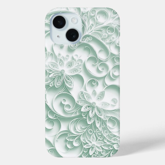 Coques Case-Mate iPhone Sage Livre vert Quilling Daisy Design (Verso)