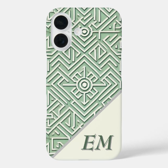Coques Case-Mate iPhone Sage moderne vert et crème géométrique (Verso)