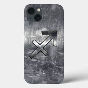 iPhone 13 Case Sagittarius Zodiac Grunge en acier déprimé