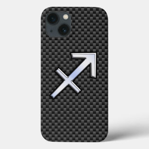 Etui iPhone 13 Sagittarius Zodiac Sign Carbon Fiber Print