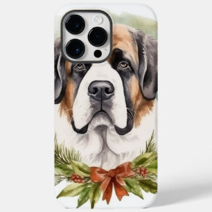Coque Case-Mate iPhone Saint Bernard Christmas Wreath Festive Pup