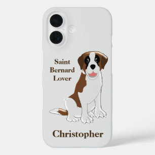 Coque Pour iPhone 16 Saint Bernard Dog Design personnalisé