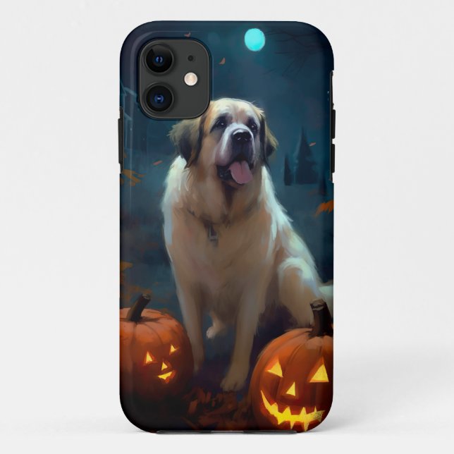 Coques Case-Mate iPhone Saint Bernard Halloween avec citrouilles effrayant (Dos)