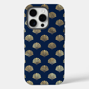 Coque iPhone 16 Pro Saint-Jacques d'or sur bleu
