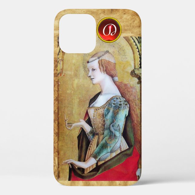 Coques Case-Mate iPhone SAINT MARY MAGDALENE Parchemin Ruby Gem Monogramme (Verso)