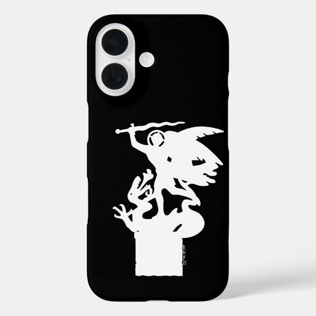 Coques Case-Mate iPhone Saint Michael et Dragon (en blanc) (Verso)