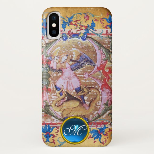 Coques Case-Mate iPhone Saint Michel l'Archange Monogramme antique Floral (Dos)
