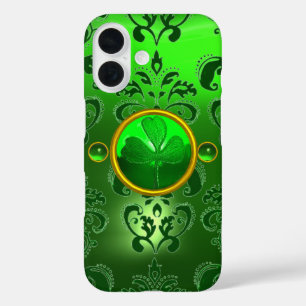 COQUE POUR iPhone 16 SAINT PATRICK'S DAY SHAMROCK GREEN DAMASK