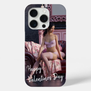 Coque Case-Mate iPhone Saint Valentin Beauté en Lingerie sur le canapé
