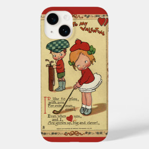 Coque Pour iPhone 14 Saint-Valentin Mignon Vintage, Enfants Sports Golf