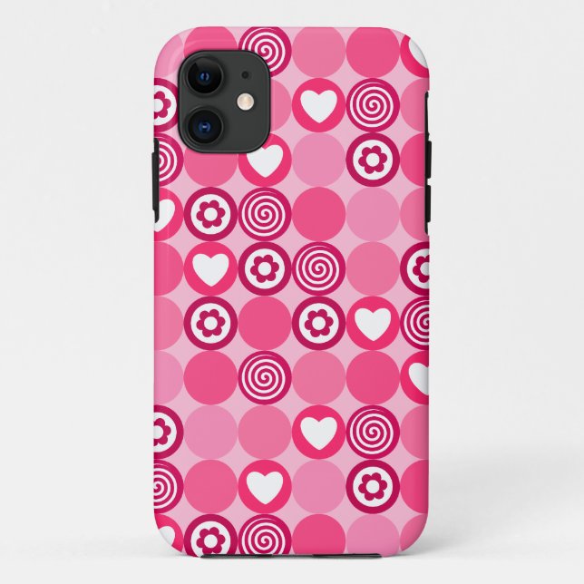 Coques Case-Mate iPhone Saint-Valentin Motif joli cœur rose et pois fleuri (Dos)