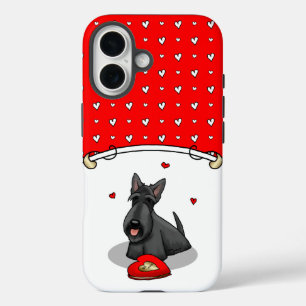 Coque Pour iPhone 16 Saint-Valentin (rouge) Chien écossais (noir) migno