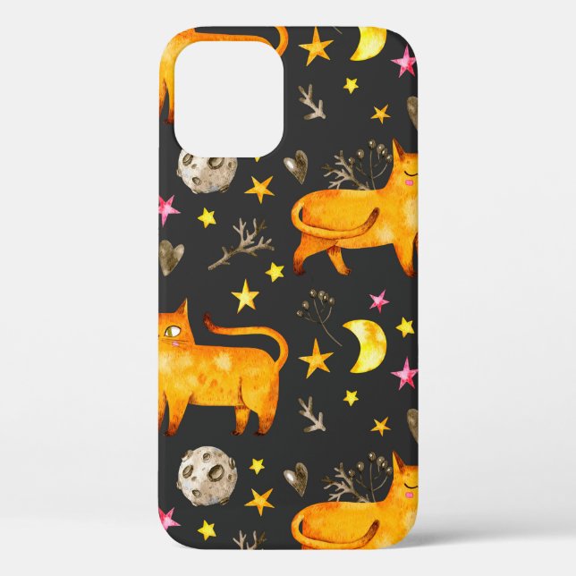 Coques Case-Mate iPhone Saint Valentin sans couture motif avec chats, étoi (Verso)