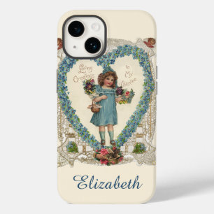 Coque Pour iPhone 14 Saint-Valentin, Victorienne vintage, couronne de c