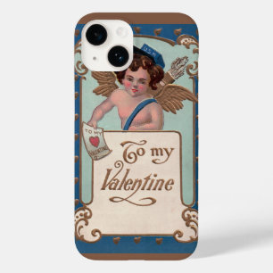 Coque Pour iPhone 14 Saint-Valentin vintage, chérubin avec lettres d'am