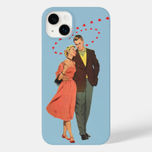 Coque Pour iPhone 14 Plus Saint Valentin vintage, Coeurs Romantiques Floatin