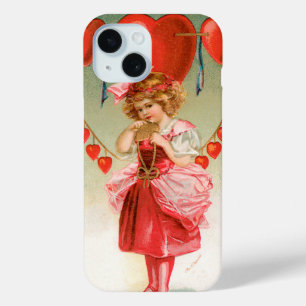 Coque Case-Mate iPhone Saint-Valentin vintage, fille victorienne avec des