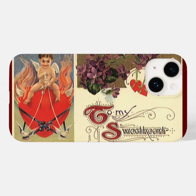 Coques Case-Mate iPhone Saint Valentin vintage victorien à mon doux cœur (Verso (horizontal))