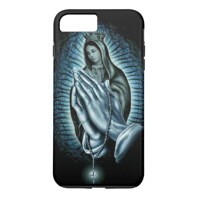 Coques Case-Mate iPhone Sainte Vierge Marie Prière violette Rosaire (Dos)