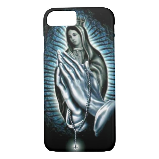 Coques Case-Mate iPhone Sainte Vierge Marie Prière violette Rosaire (Dos)