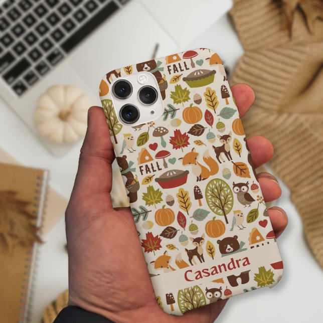 Coques Case-Mate iPhone Saison d'automne Animal Woodland motif personnalis (Autumn season Animal Woodland pattern custom Case-Mate iPhone Case)