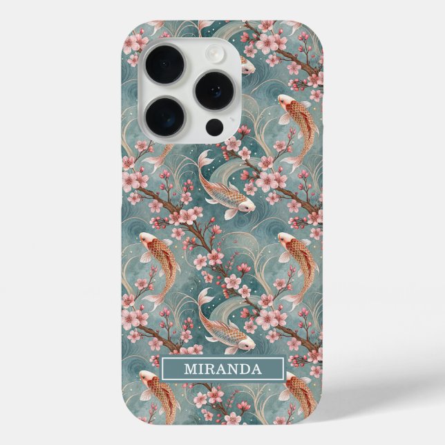 Coques Case-Mate iPhone Sakura Koi Poisson Motif Monogrammé Japonais (Verso)