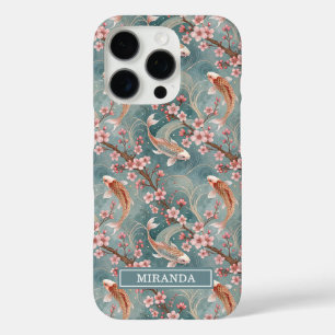 Coque iPhone 16 Pro Sakura Koi Poisson Motif Monogrammé Japonais