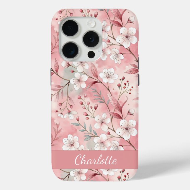Coques Case-Mate iPhone Sakura personnalisé Motif de fleur Rose (Verso)